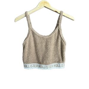 Hollister Tan Fuzzy Crop Sleep Top Y2K Small